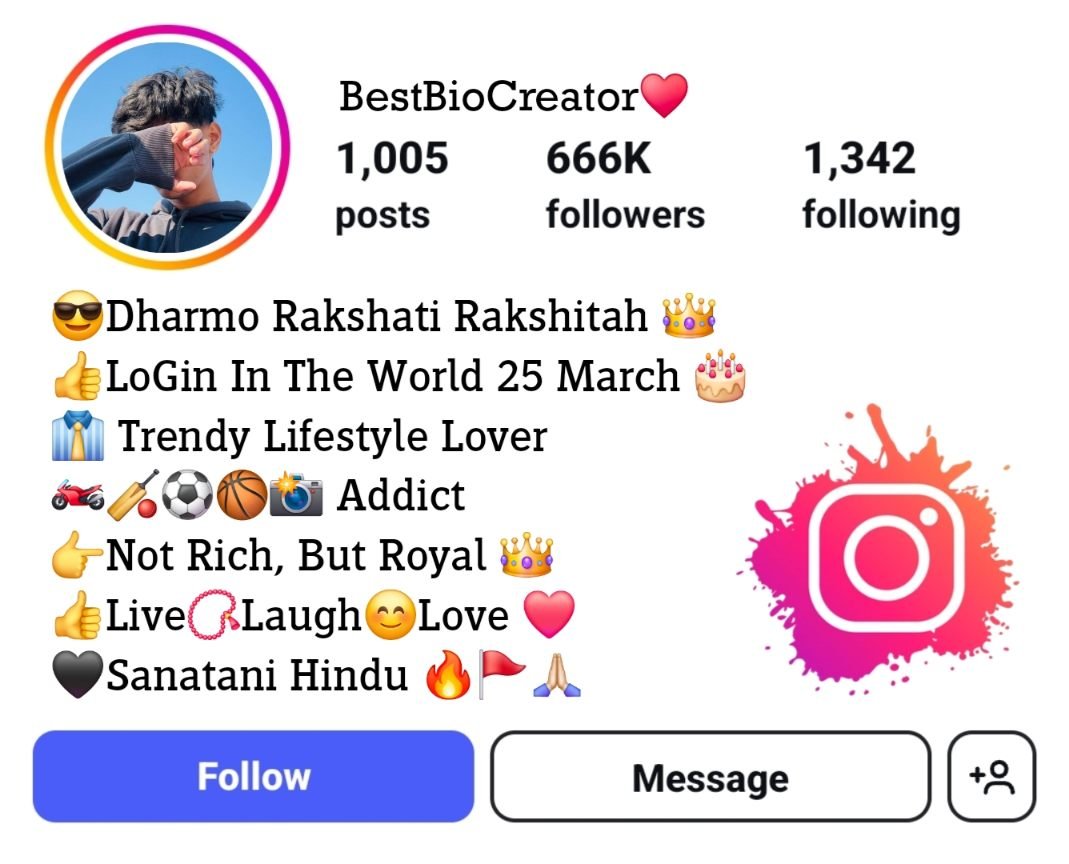 धर्मो रक्षति रक्षितः Bio Instagram