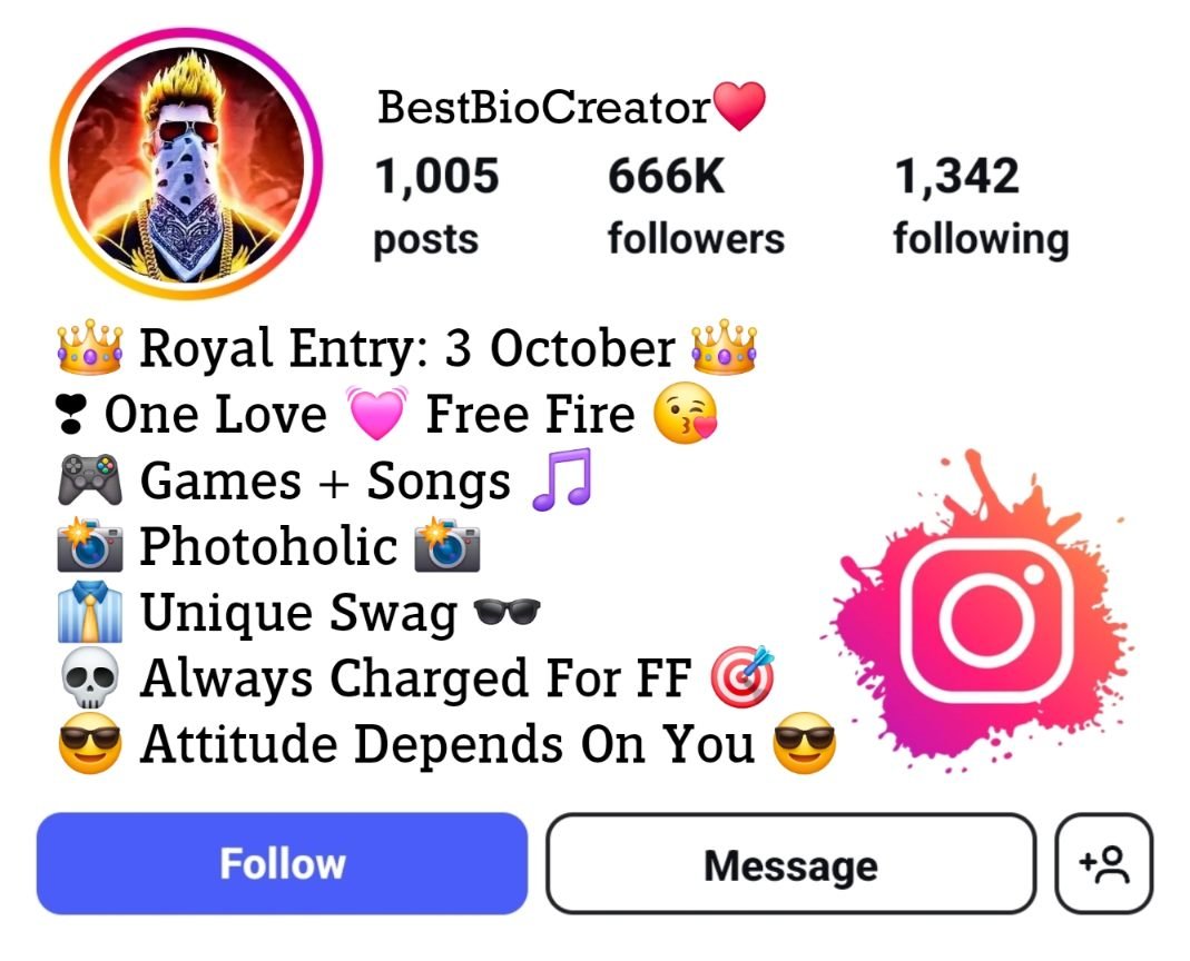 Free Fire Bio For Instagram - Free Fire Gaming Instagram Bio