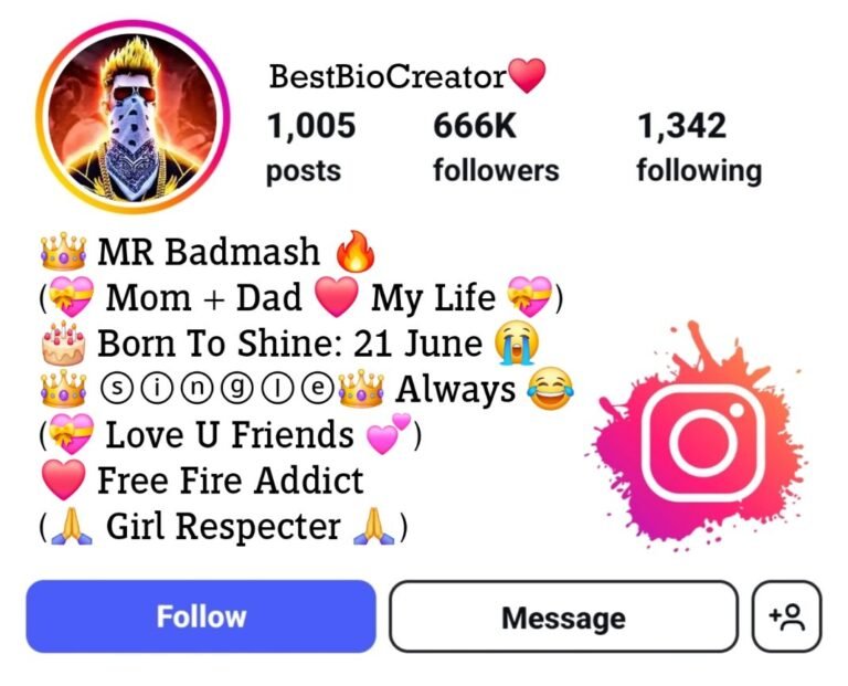 free fire bio for instagram