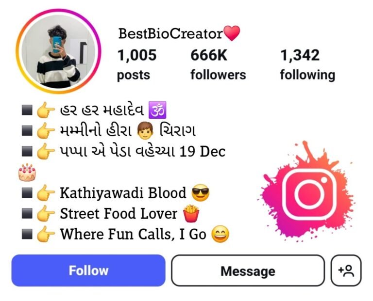 Instagram Bio in Gujarati