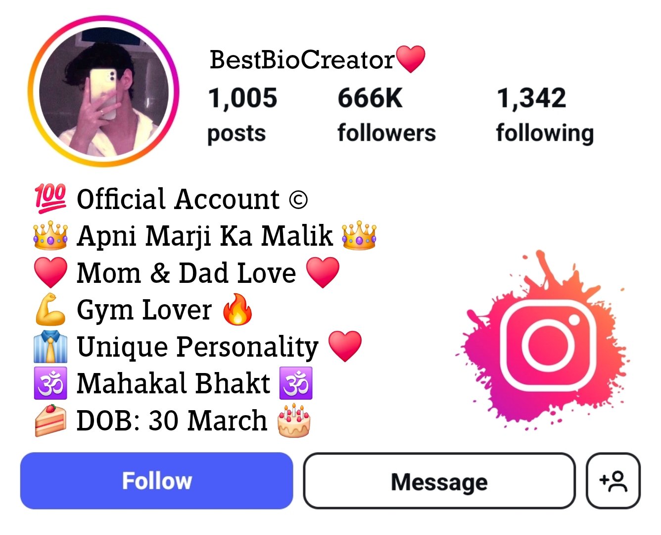 Boys attitude bio for Instagram