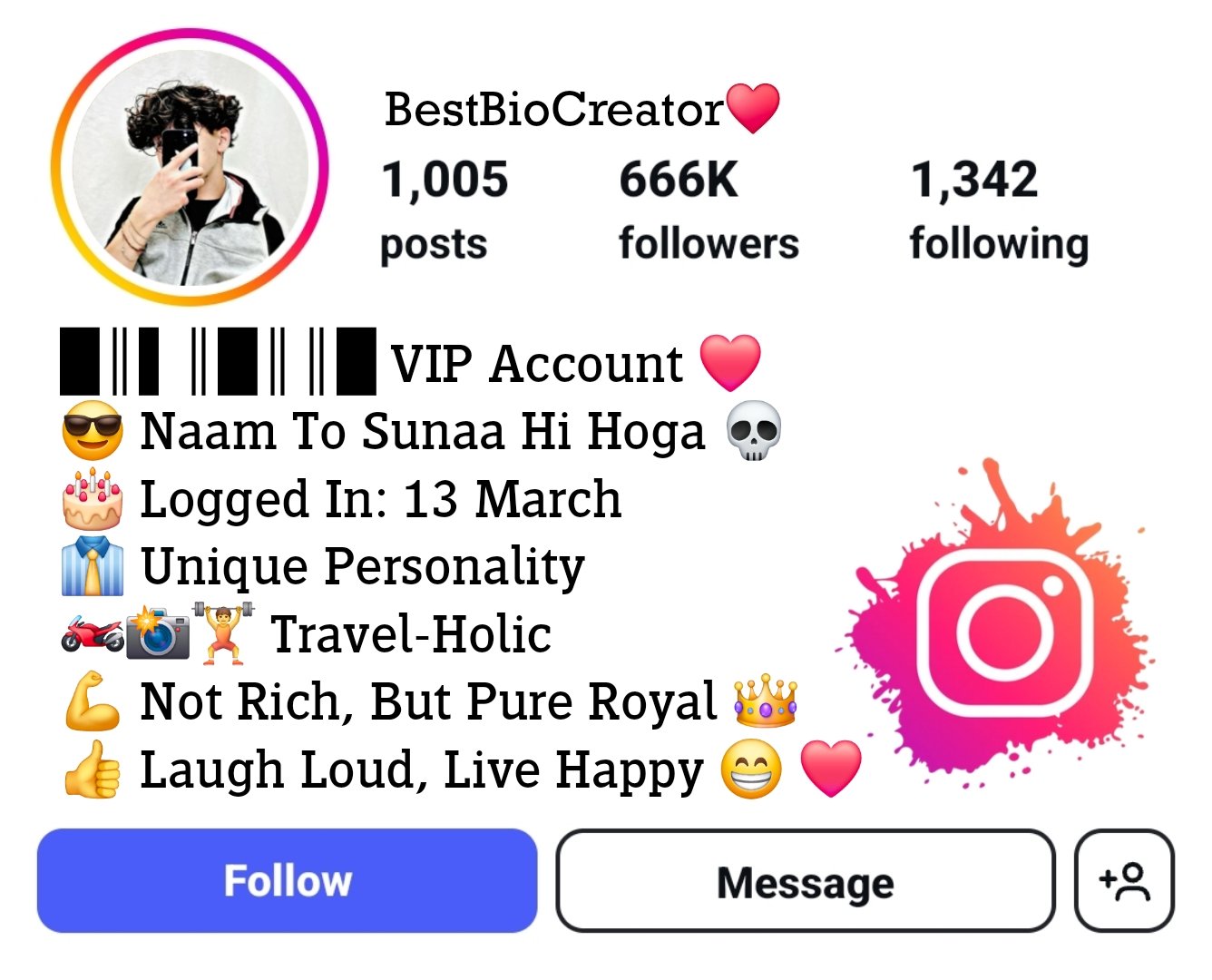Instagram vip bio for boy